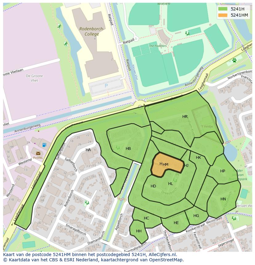 Afbeelding van het postcodegebied 5241 HM op de kaart.