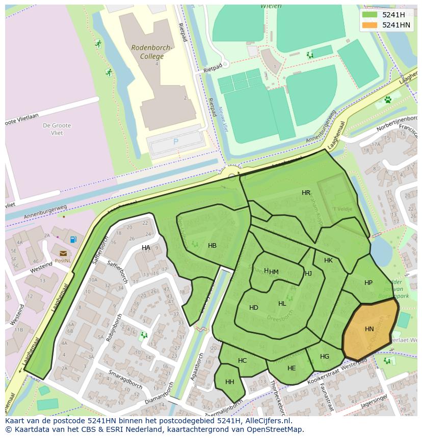 Afbeelding van het postcodegebied 5241 HN op de kaart.