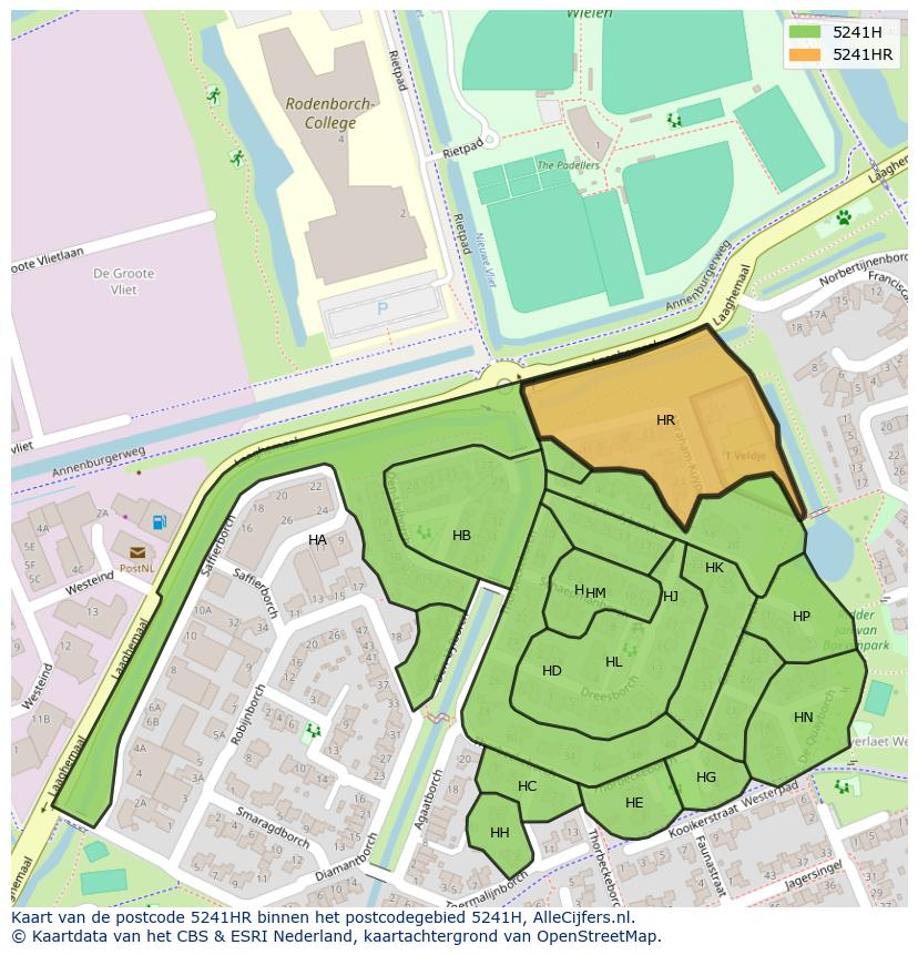 Afbeelding van het postcodegebied 5241 HR op de kaart.