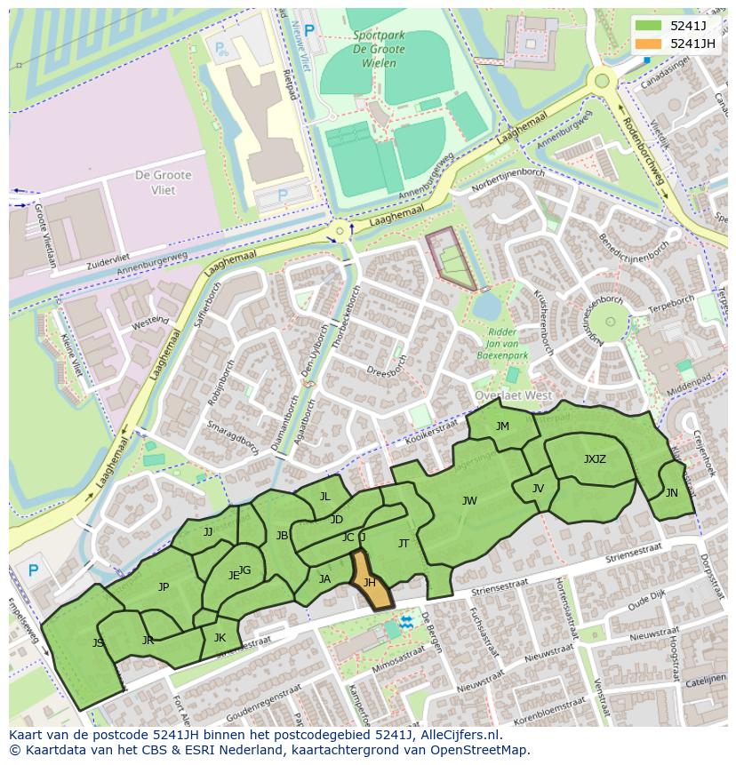 Afbeelding van het postcodegebied 5241 JH op de kaart.