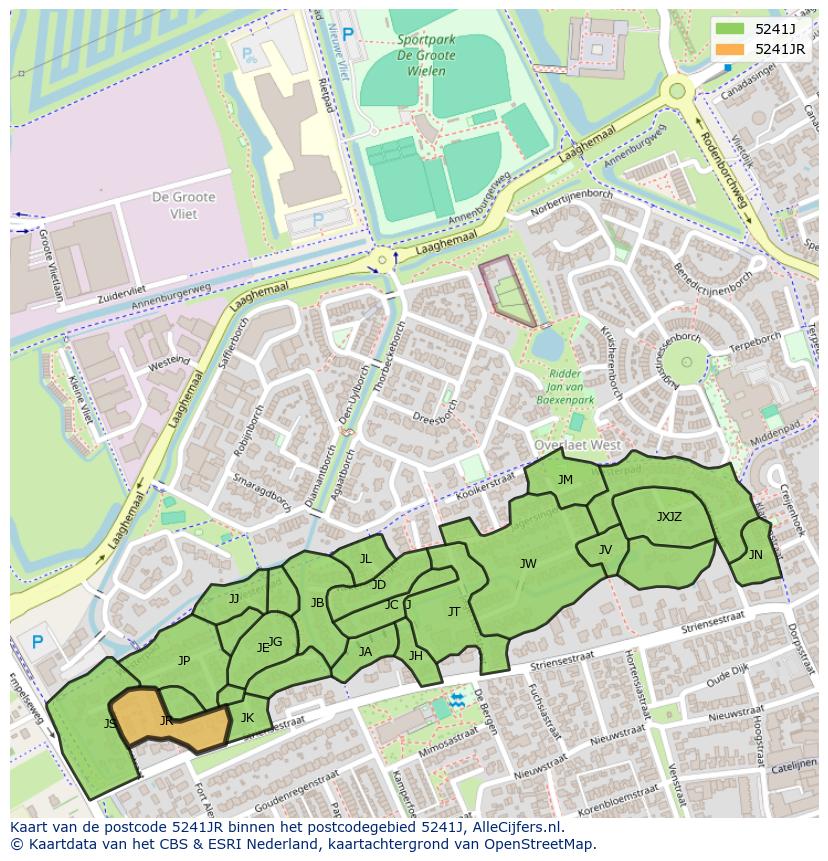 Afbeelding van het postcodegebied 5241 JR op de kaart.