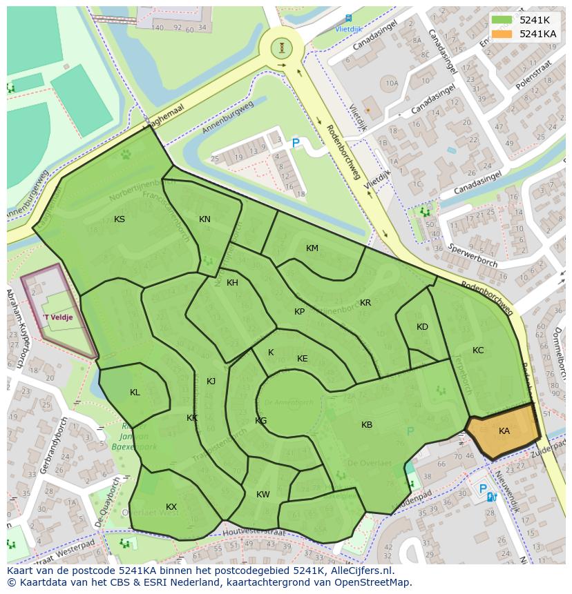 Afbeelding van het postcodegebied 5241 KA op de kaart.