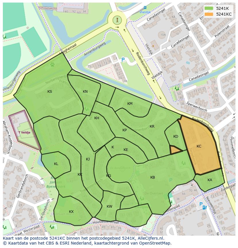 Afbeelding van het postcodegebied 5241 KC op de kaart.