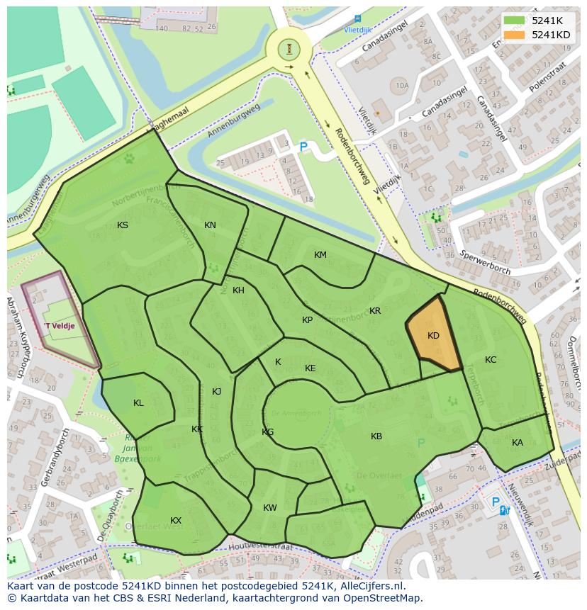 Afbeelding van het postcodegebied 5241 KD op de kaart.