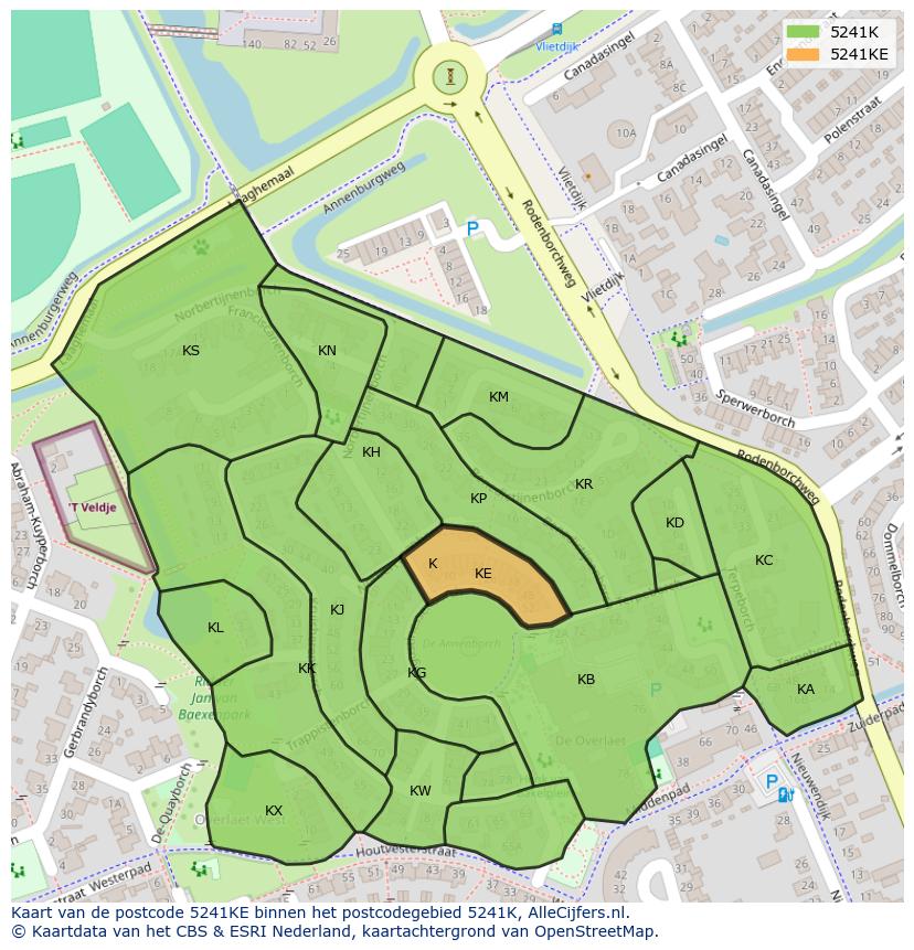 Afbeelding van het postcodegebied 5241 KE op de kaart.