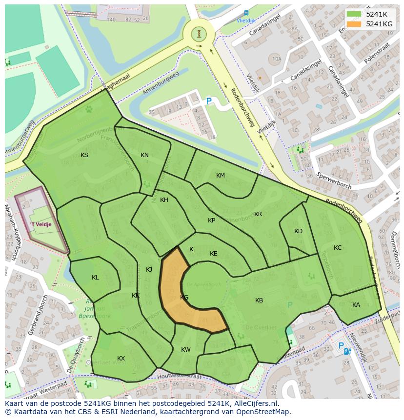 Afbeelding van het postcodegebied 5241 KG op de kaart.