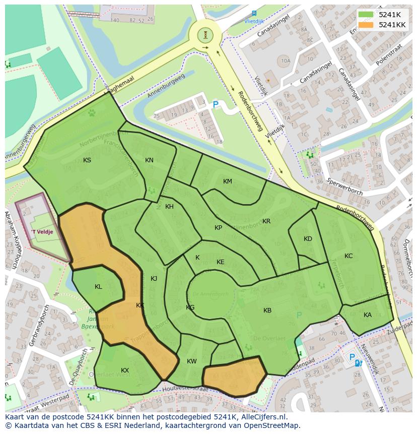 Afbeelding van het postcodegebied 5241 KK op de kaart.