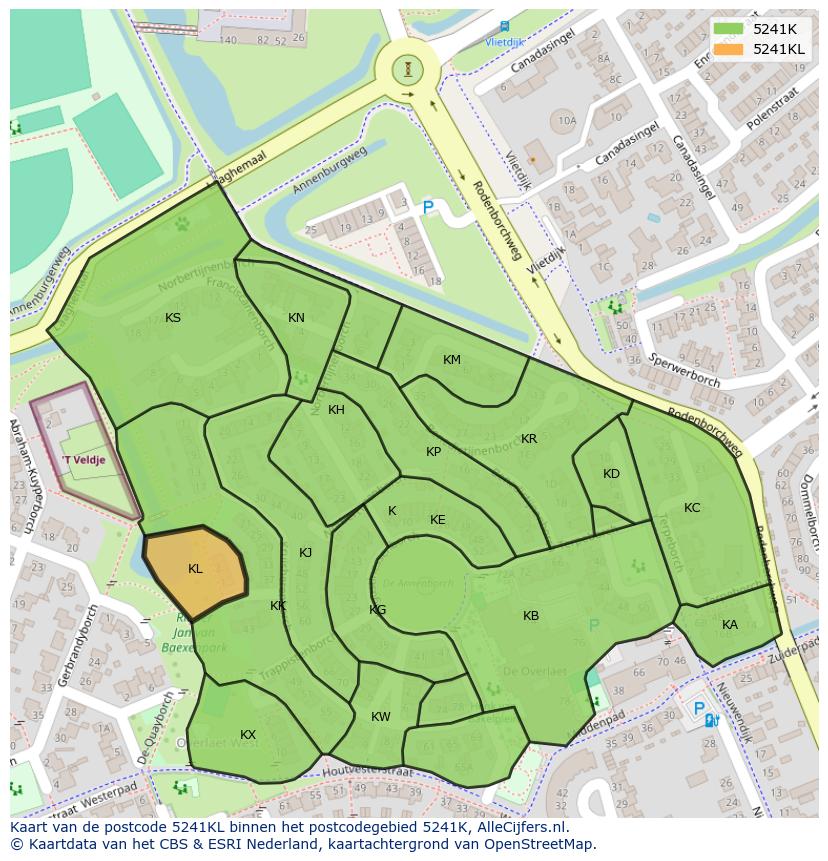 Afbeelding van het postcodegebied 5241 KL op de kaart.