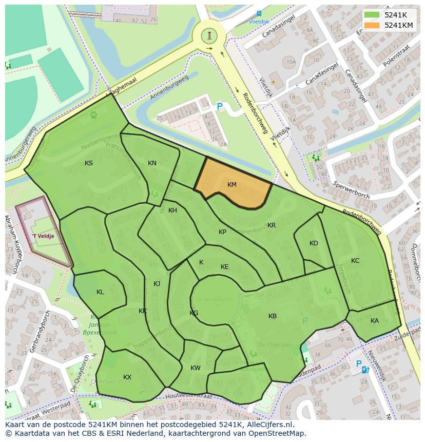 Afbeelding van het postcodegebied 5241 KM op de kaart.