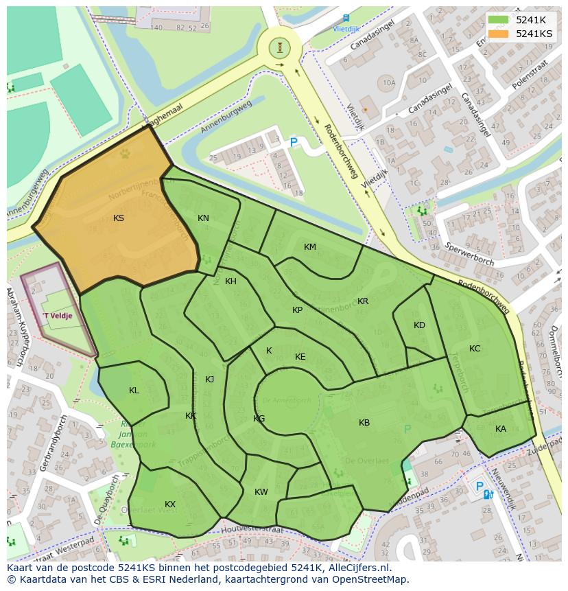 Afbeelding van het postcodegebied 5241 KS op de kaart.