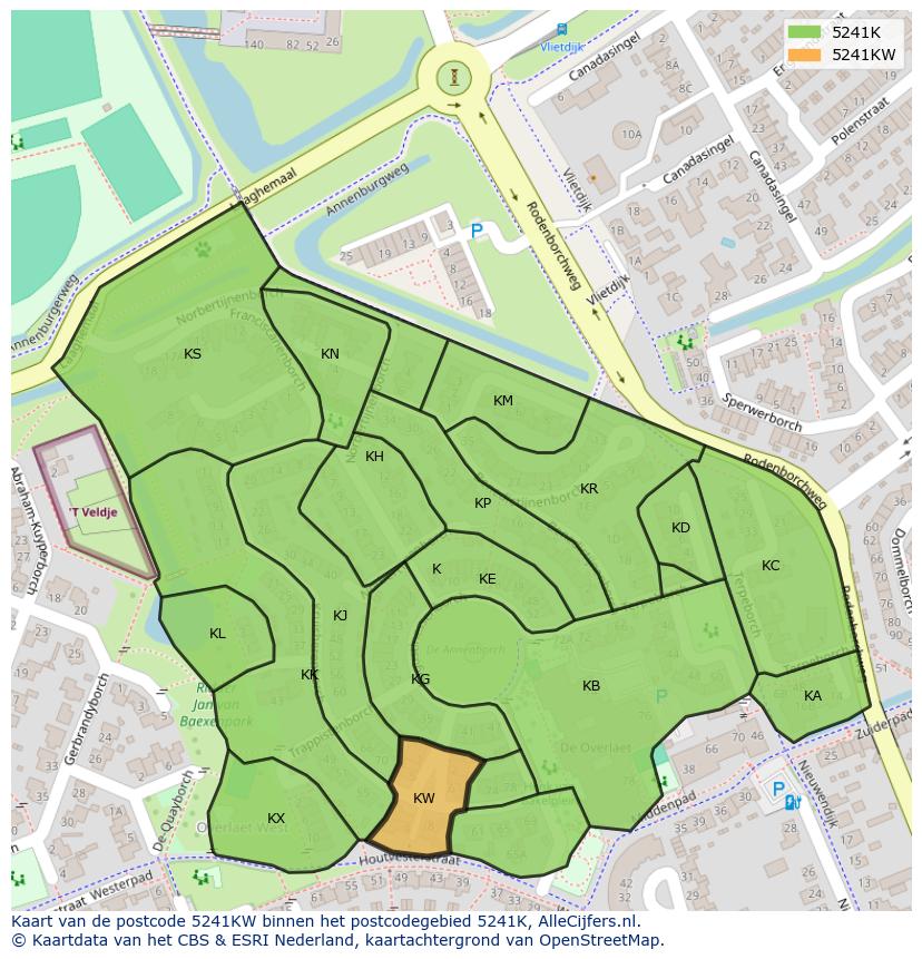 Afbeelding van het postcodegebied 5241 KW op de kaart.
