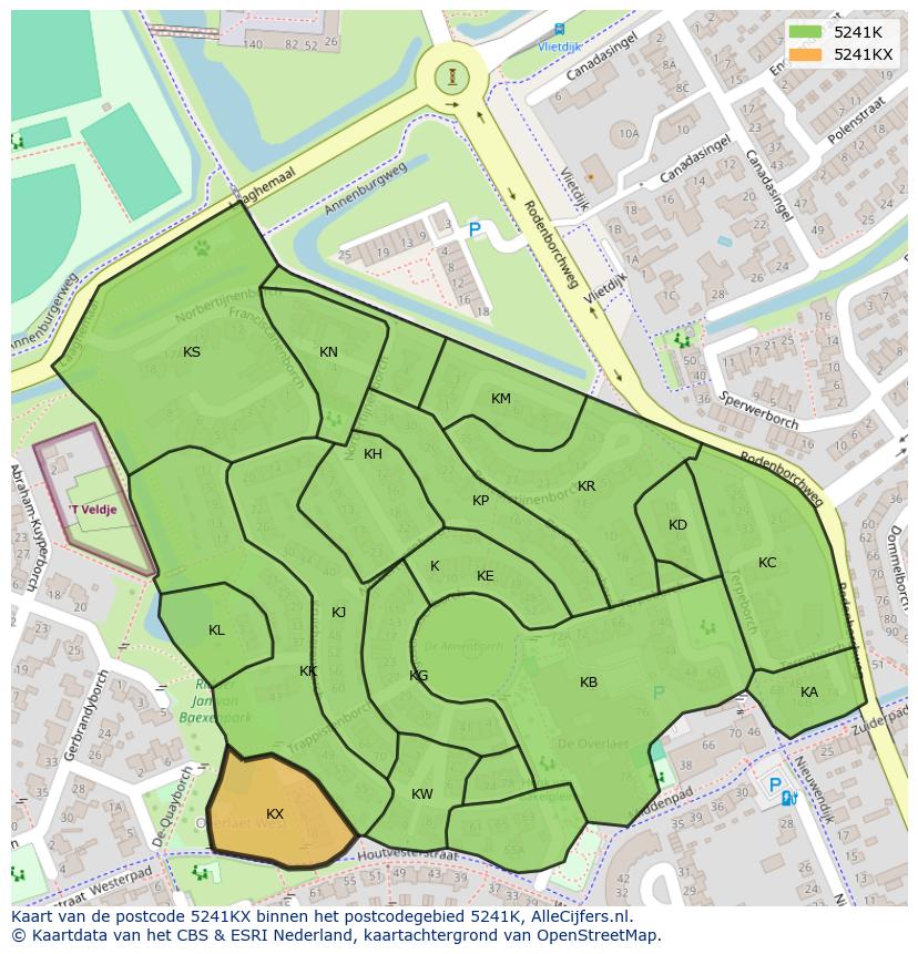 Afbeelding van het postcodegebied 5241 KX op de kaart.