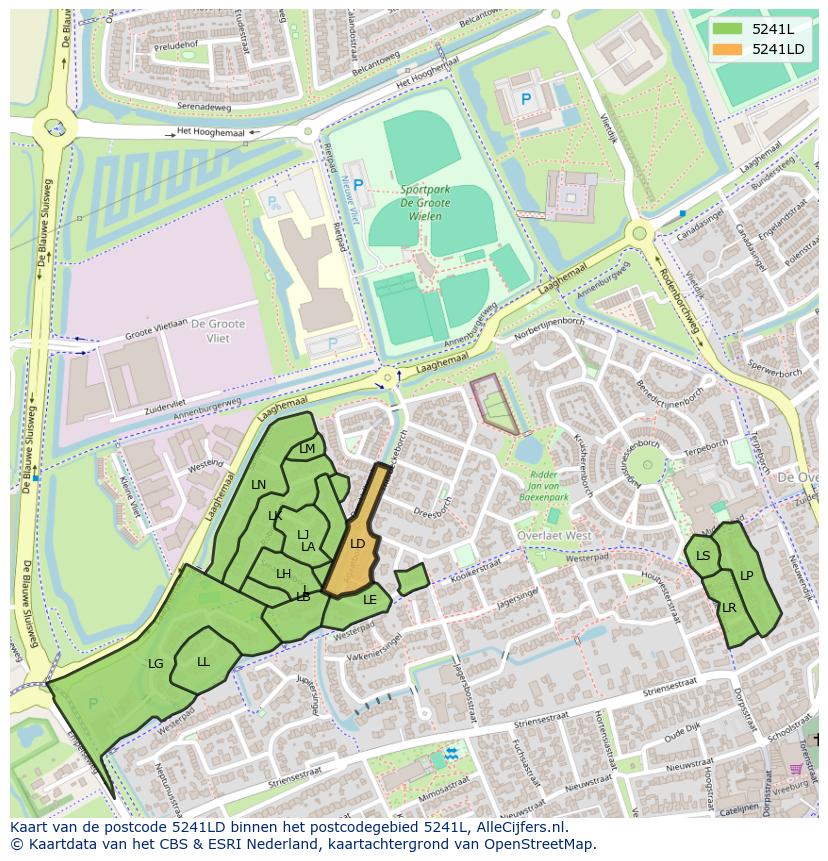 Afbeelding van het postcodegebied 5241 LD op de kaart.