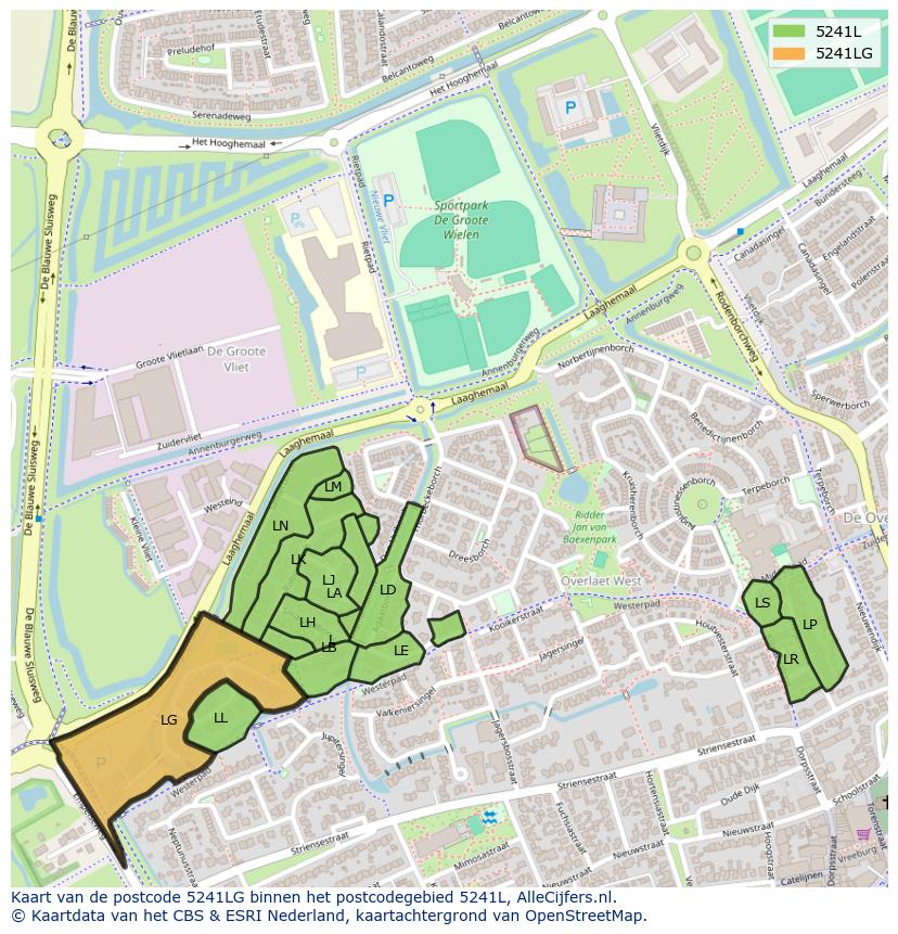 Afbeelding van het postcodegebied 5241 LG op de kaart.