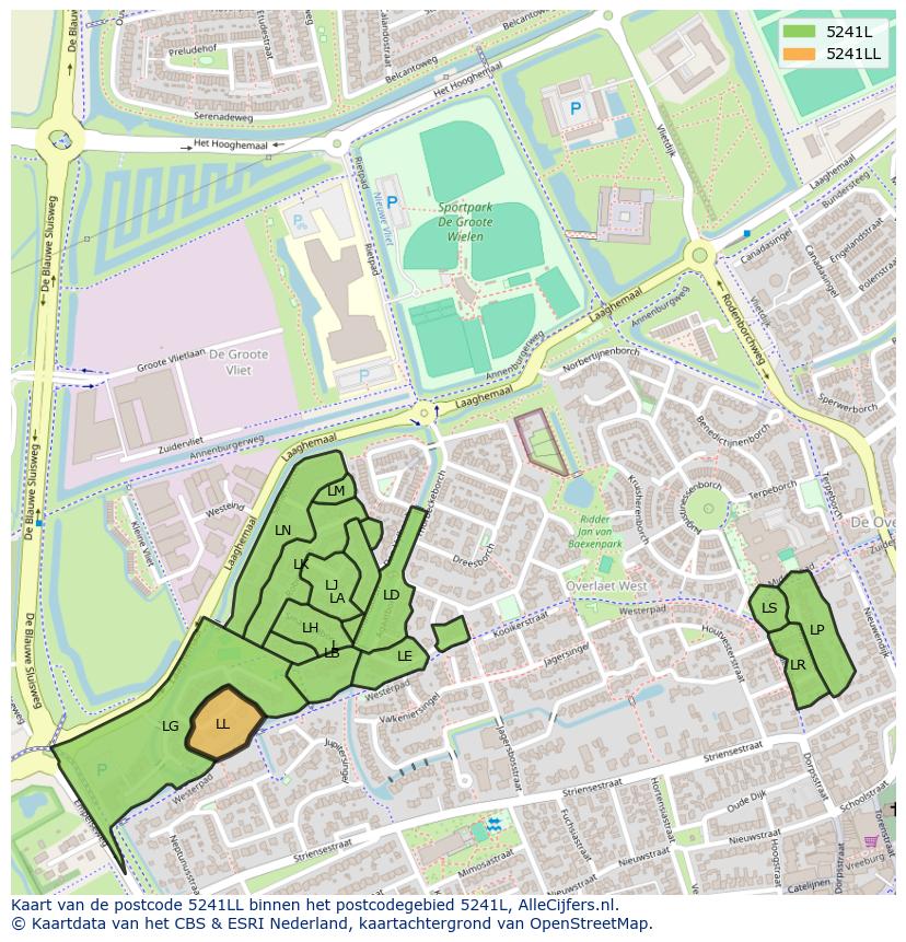 Afbeelding van het postcodegebied 5241 LL op de kaart.