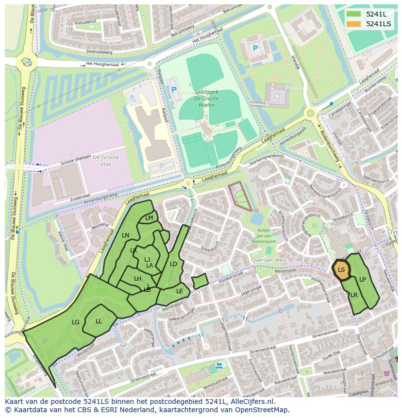 Afbeelding van het postcodegebied 5241 LS op de kaart.