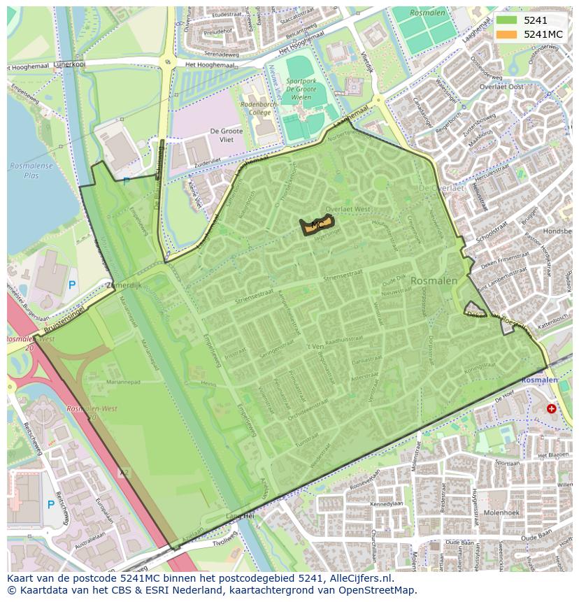 Afbeelding van het postcodegebied 5241 MC op de kaart.