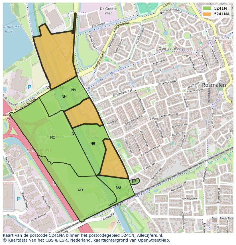 Afbeelding van het postcodegebied 5241 NA op de kaart.