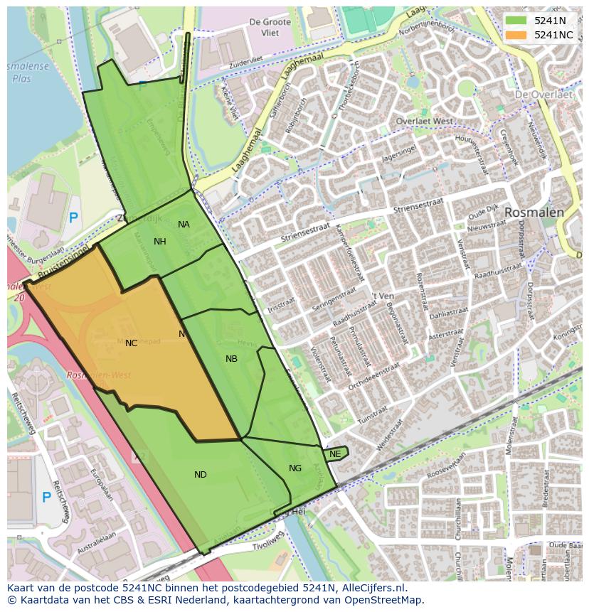 Afbeelding van het postcodegebied 5241 NC op de kaart.