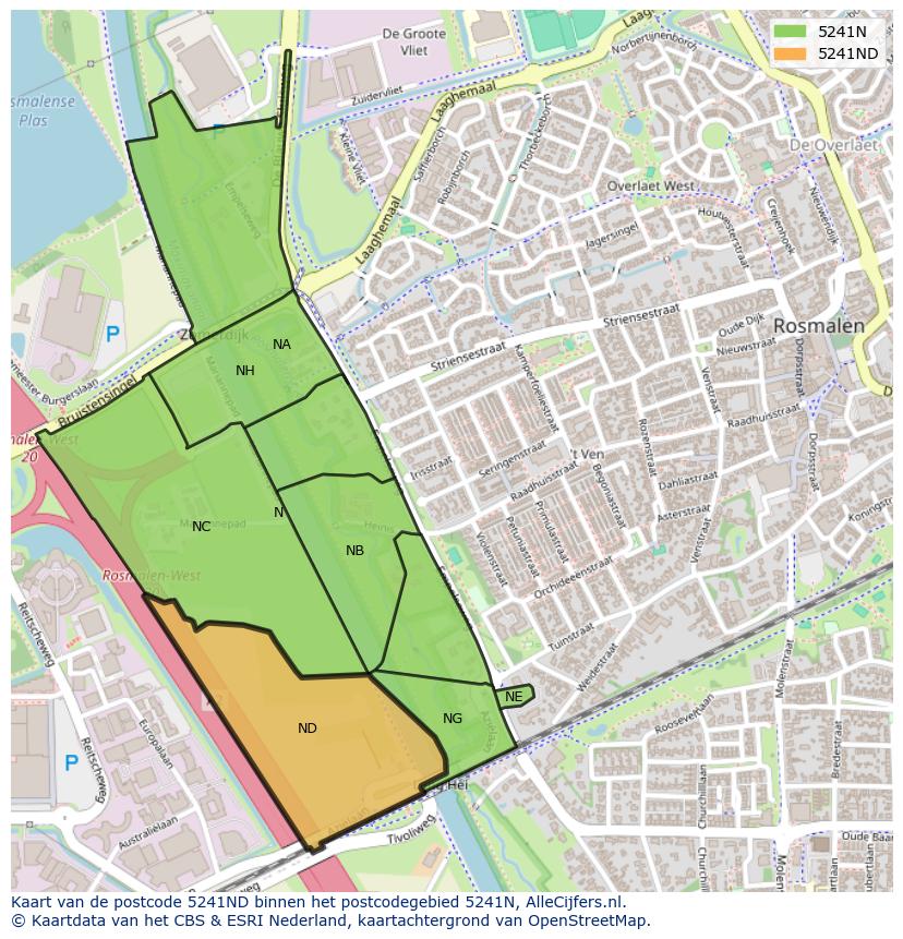 Afbeelding van het postcodegebied 5241 ND op de kaart.