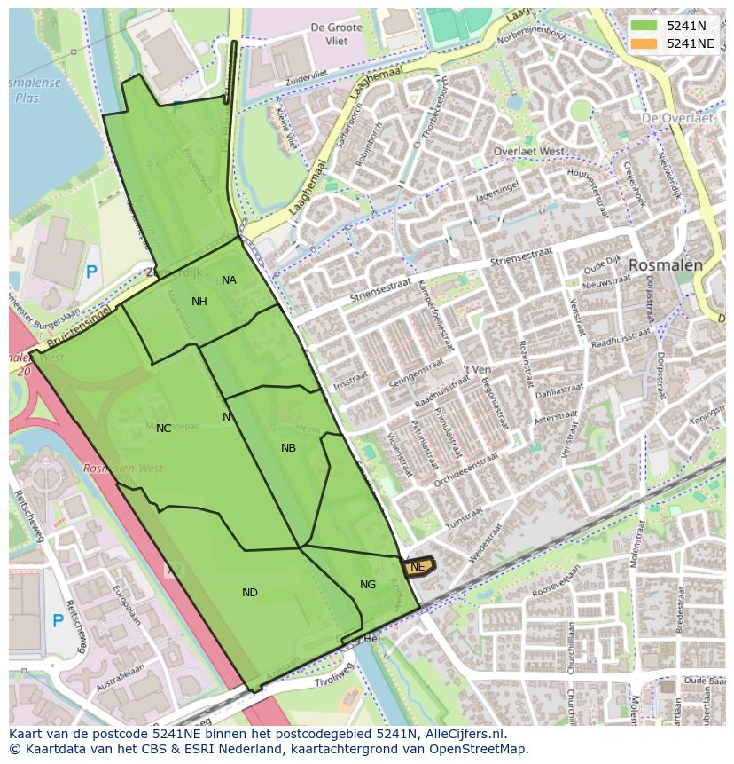 Afbeelding van het postcodegebied 5241 NE op de kaart.