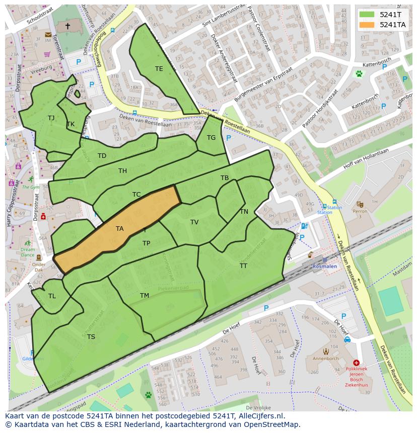 Afbeelding van het postcodegebied 5241 TA op de kaart.