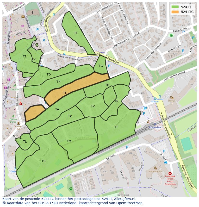 Afbeelding van het postcodegebied 5241 TC op de kaart.