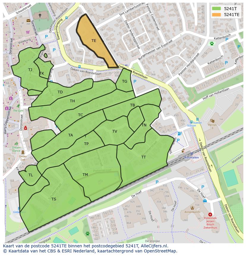 Afbeelding van het postcodegebied 5241 TE op de kaart.