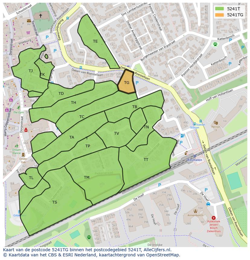Afbeelding van het postcodegebied 5241 TG op de kaart.