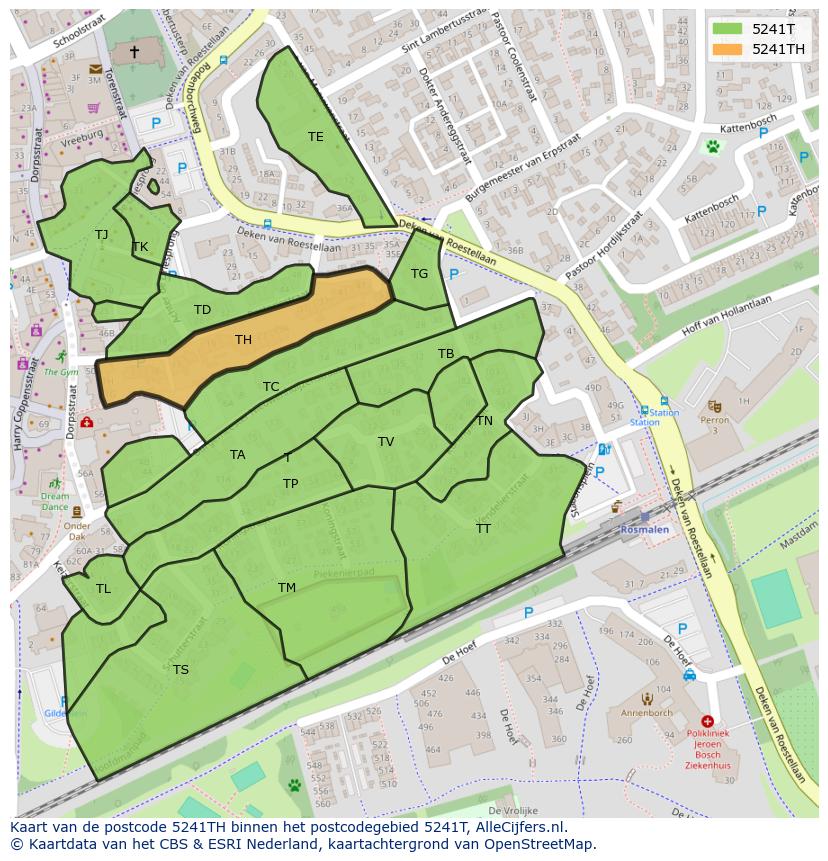 Afbeelding van het postcodegebied 5241 TH op de kaart.