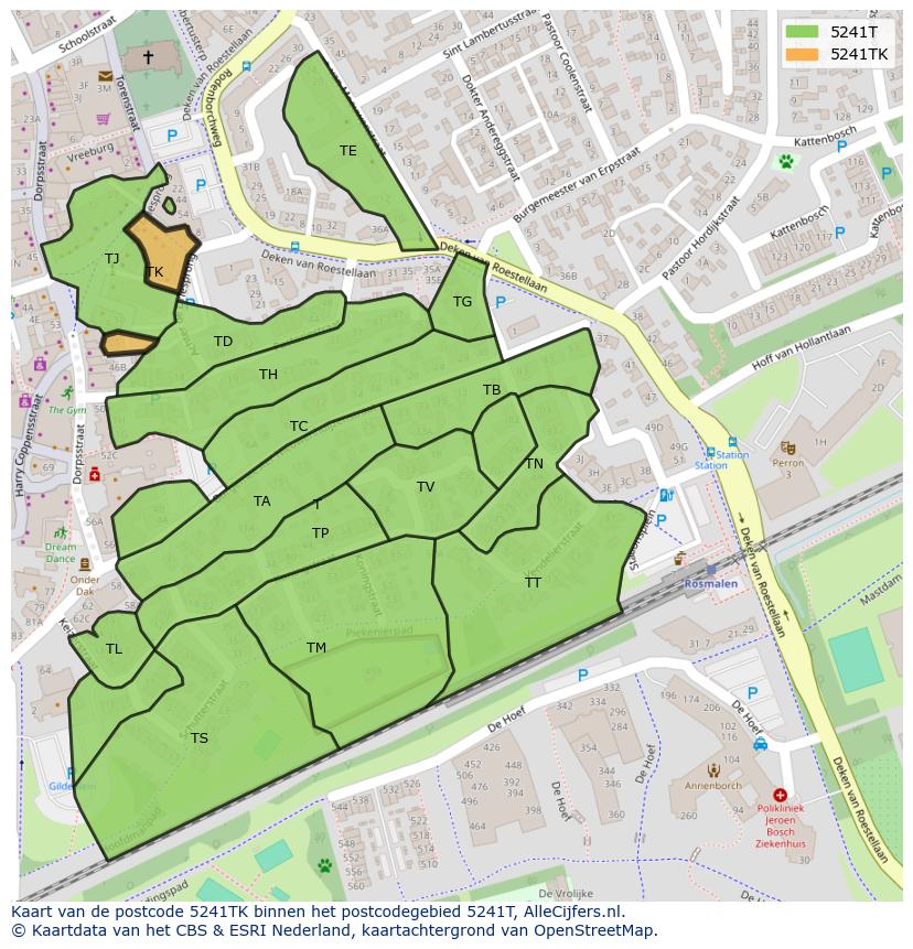 Afbeelding van het postcodegebied 5241 TK op de kaart.