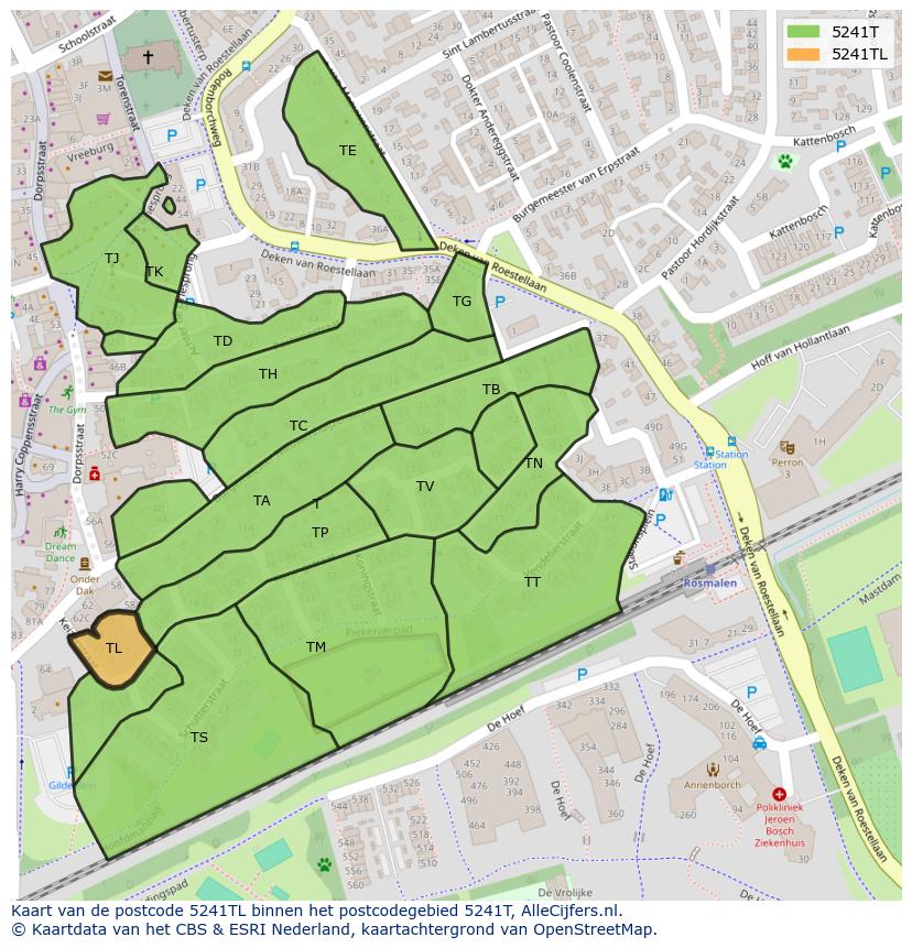 Afbeelding van het postcodegebied 5241 TL op de kaart.