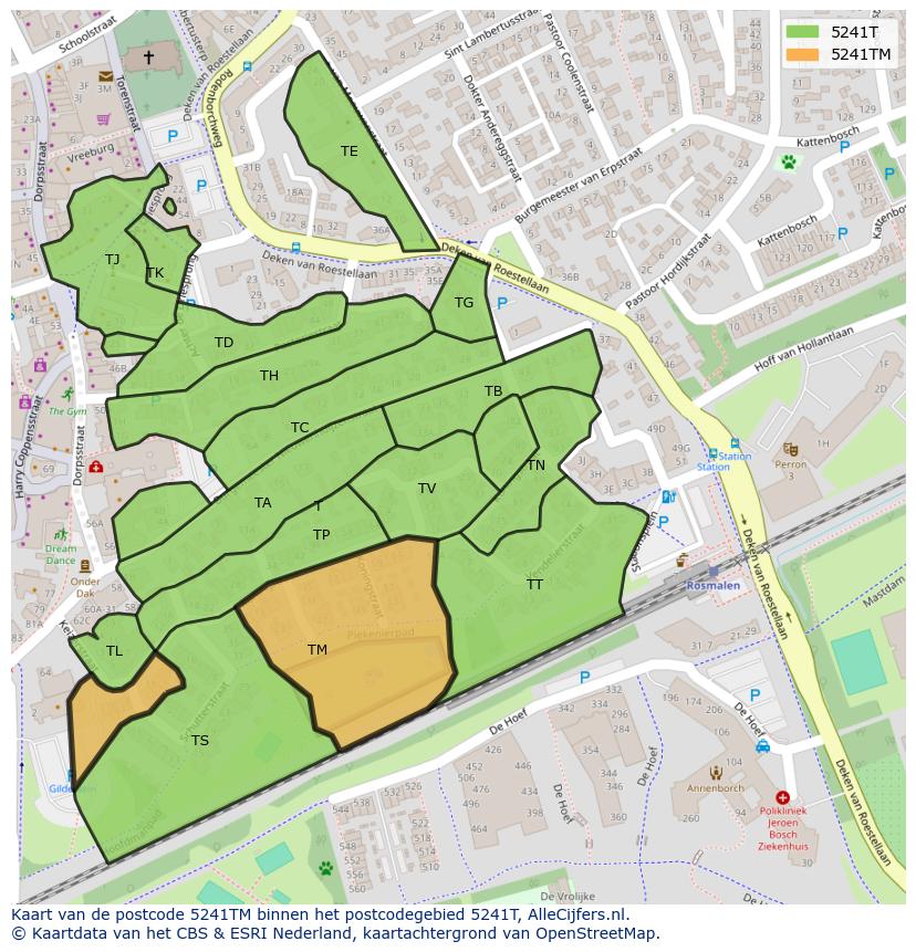 Afbeelding van het postcodegebied 5241 TM op de kaart.