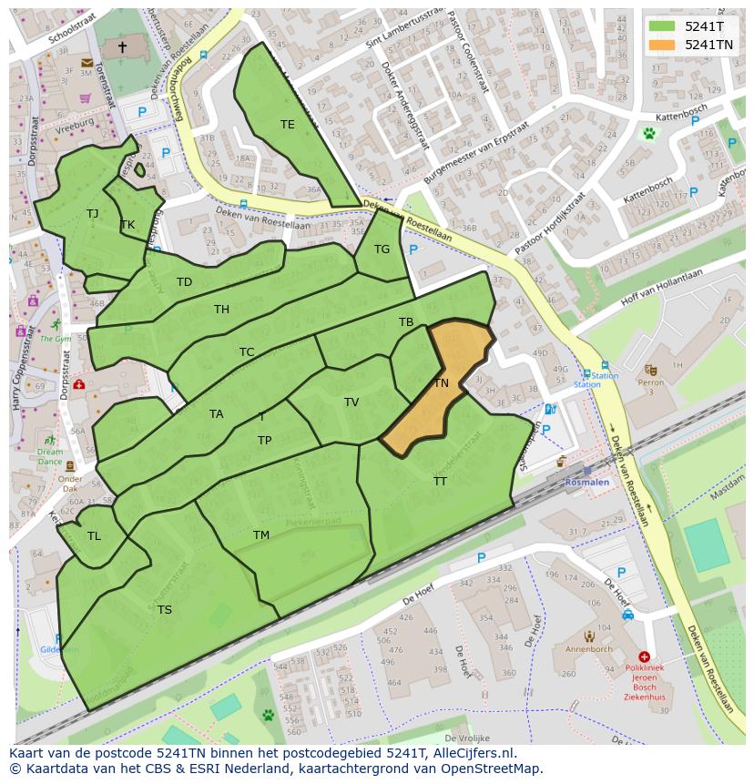 Afbeelding van het postcodegebied 5241 TN op de kaart.