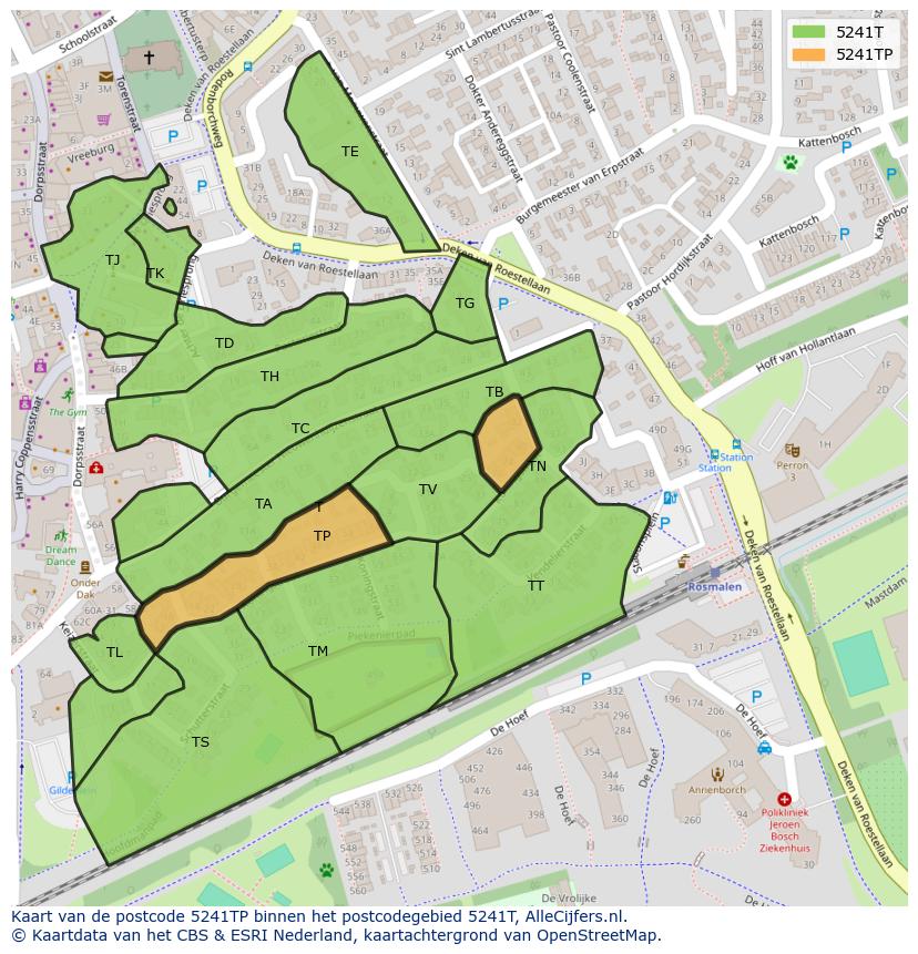 Afbeelding van het postcodegebied 5241 TP op de kaart.