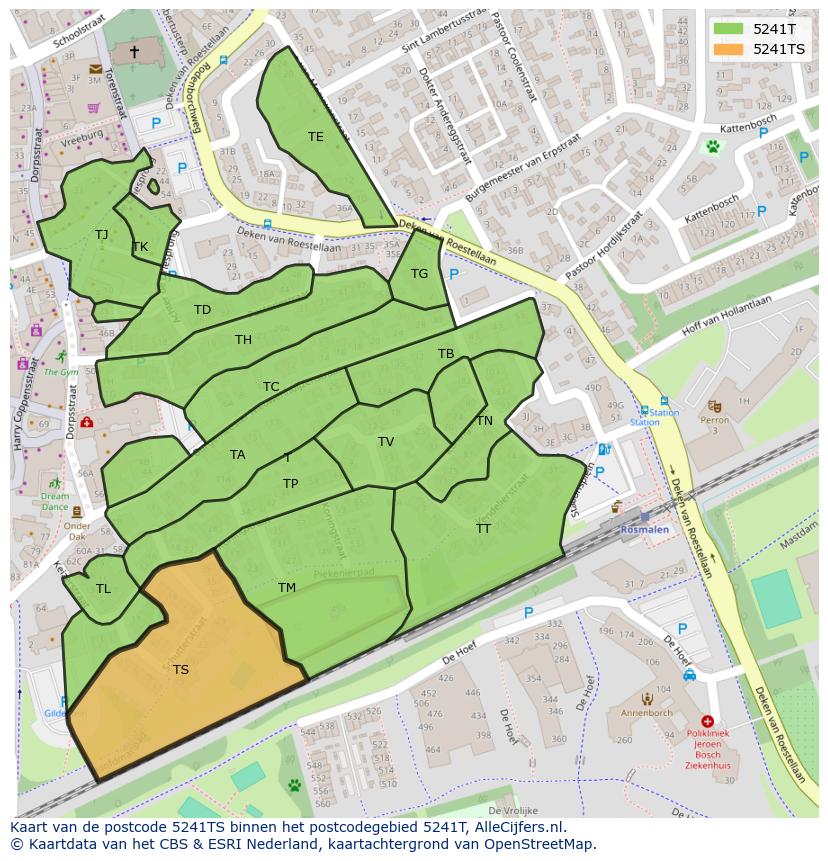 Afbeelding van het postcodegebied 5241 TS op de kaart.