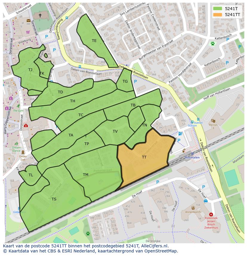 Afbeelding van het postcodegebied 5241 TT op de kaart.