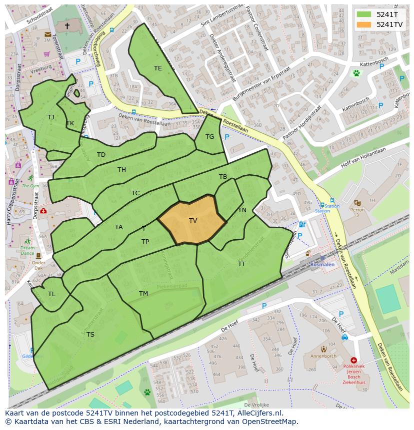 Afbeelding van het postcodegebied 5241 TV op de kaart.