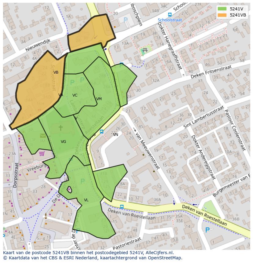 Afbeelding van het postcodegebied 5241 VB op de kaart.