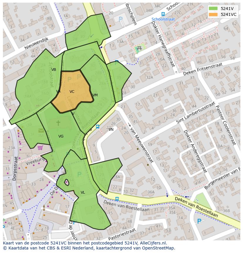 Afbeelding van het postcodegebied 5241 VC op de kaart.