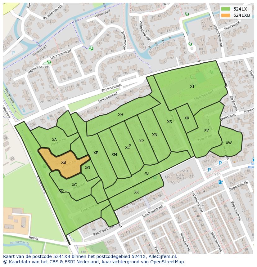 Afbeelding van het postcodegebied 5241 XB op de kaart.