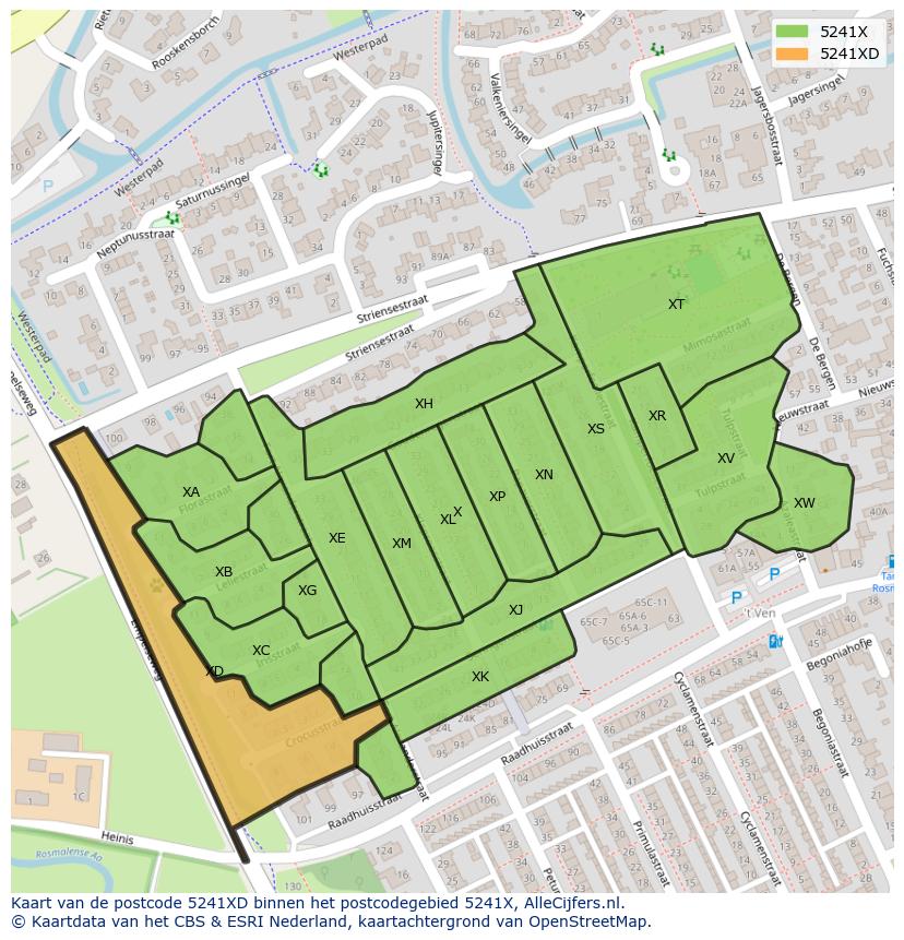 Afbeelding van het postcodegebied 5241 XD op de kaart.