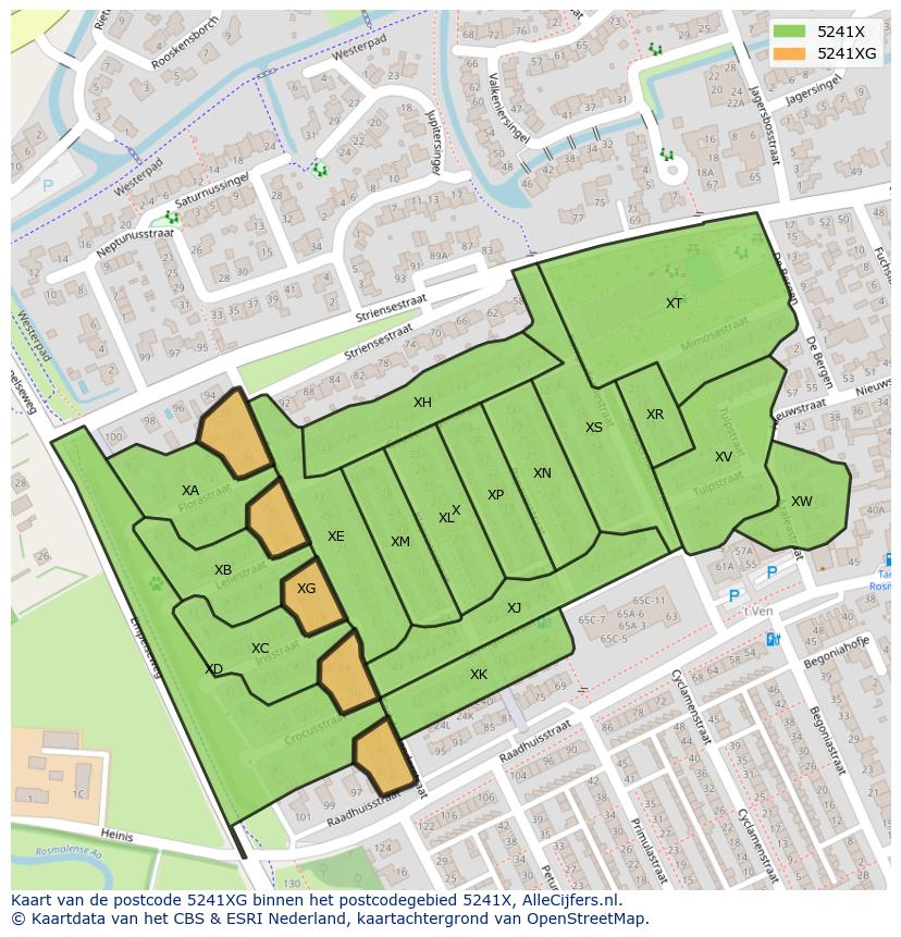 Afbeelding van het postcodegebied 5241 XG op de kaart.