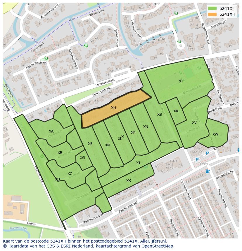 Afbeelding van het postcodegebied 5241 XH op de kaart.