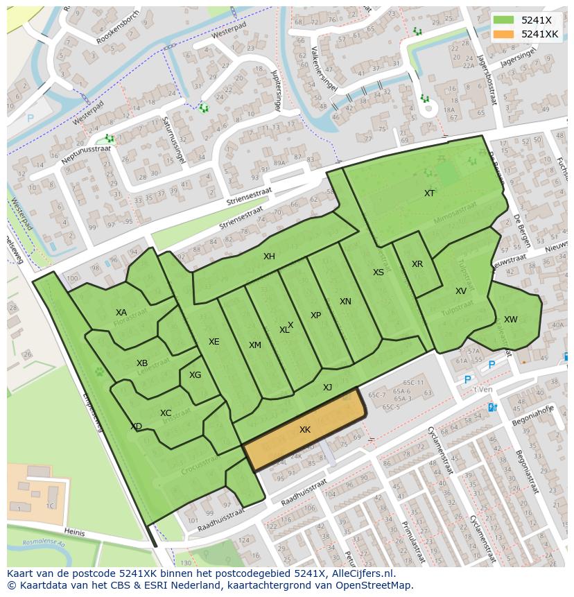 Afbeelding van het postcodegebied 5241 XK op de kaart.