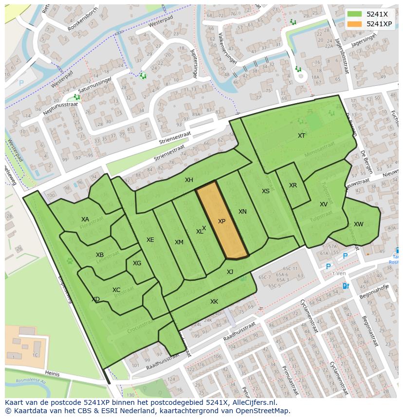 Afbeelding van het postcodegebied 5241 XP op de kaart.