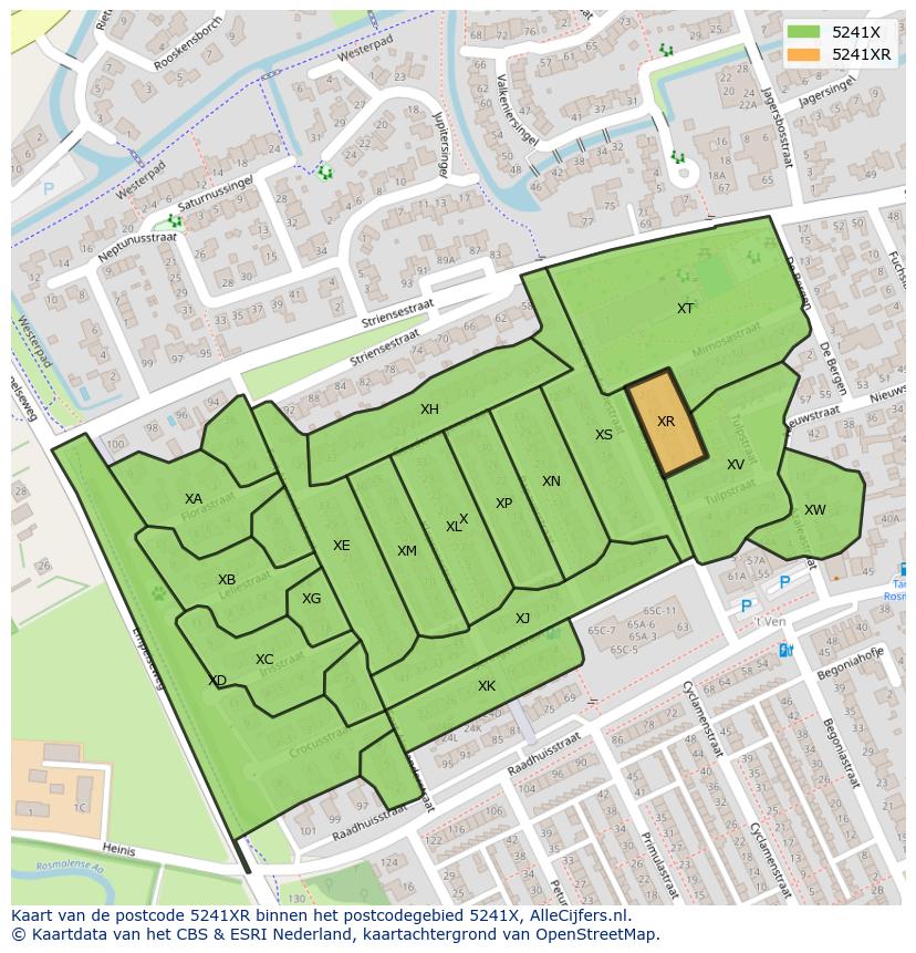 Afbeelding van het postcodegebied 5241 XR op de kaart.