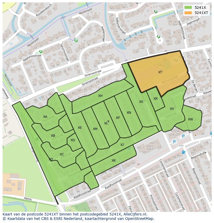 Afbeelding van het postcodegebied 5241 XT op de kaart.