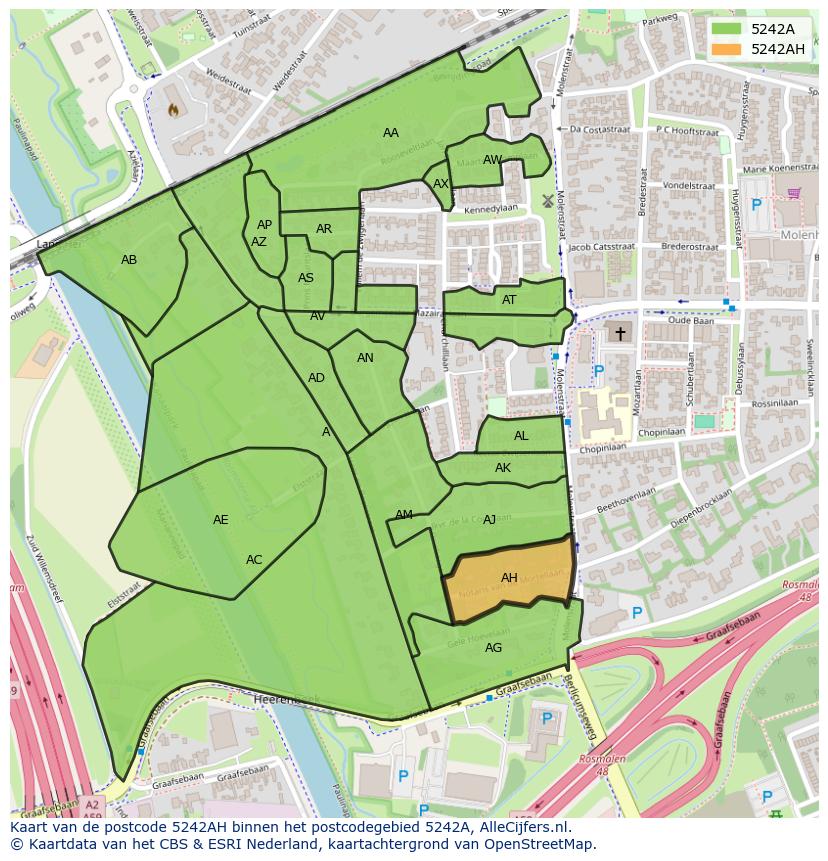 Afbeelding van het postcodegebied 5242 AH op de kaart.
