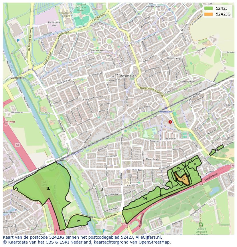 Afbeelding van het postcodegebied 5242 JG op de kaart.